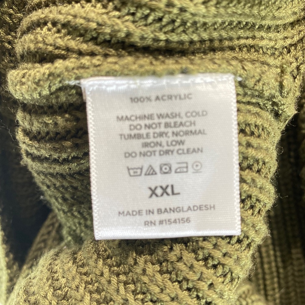 MOTE Olive Green Knit‎ Sweater Tunic Oversized 3/4 Sleeve Drop Waist XX Large - Picture 6 of 7
